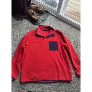 Ralph Lauren Polo Red Fleece Top for Men with Blue pocket and accents XL
